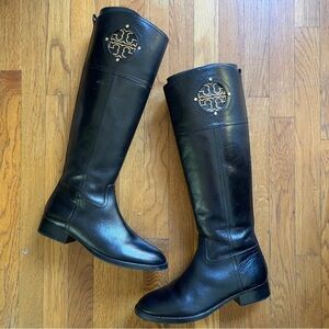 Tory Burch Black Leather Knee-High Boots